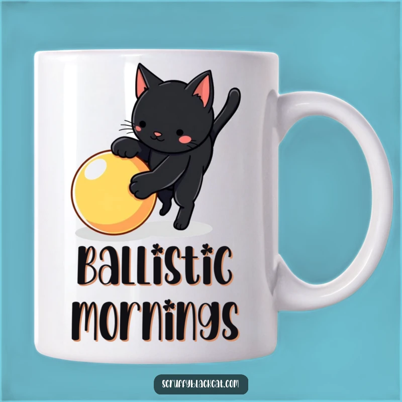 Funny Cat Pounce Mug: Playful Black Cat, Energetic Funny Gift for Cat Lovers