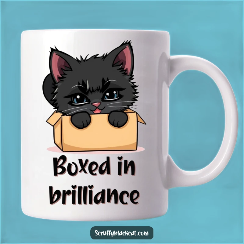 Funny Mischievous Kitten Box Mug: Hilarious Peek-a-Boo Cat Gift