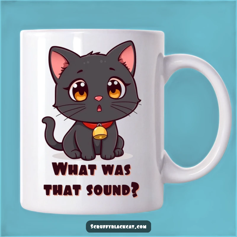 Funny Surprised Black Cat Bell Collar Mug: A Hilarious Gift for Cat Lovers!