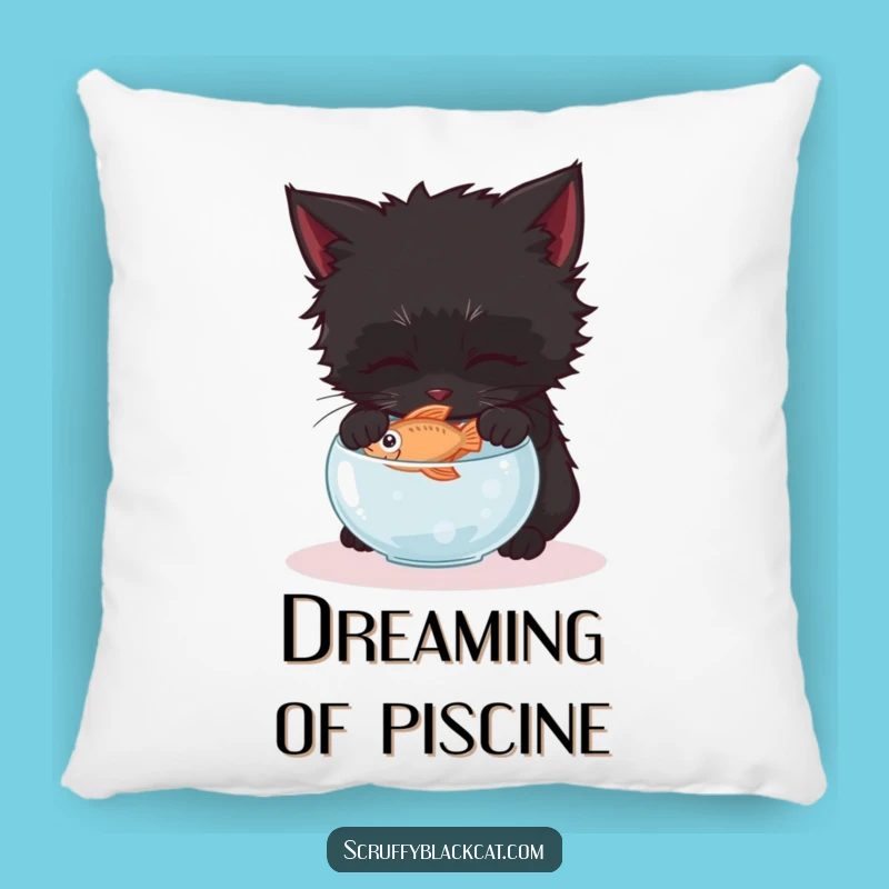 Funny Kitten Fish Heist Pillow: Cozy Comfort with Feline Cunning