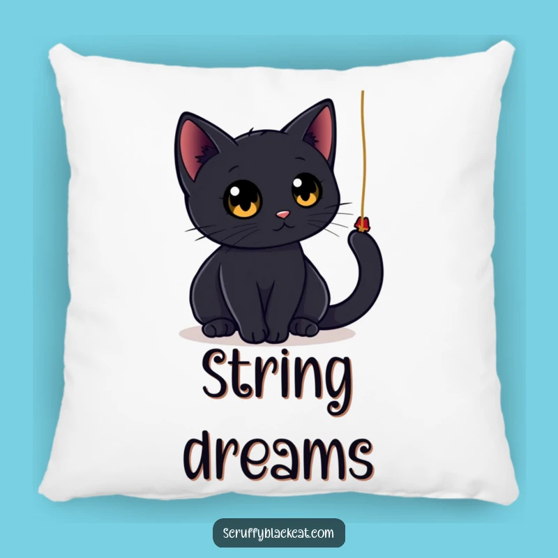 Funny Black Cat String Pillow: Cozy Comfort for Feline Fans!