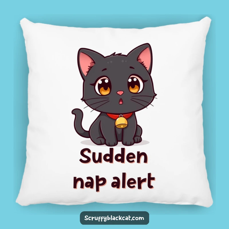 Funny Surprised Black Cat Pillow: Comfy Cuddles and Hilarious Reactions!