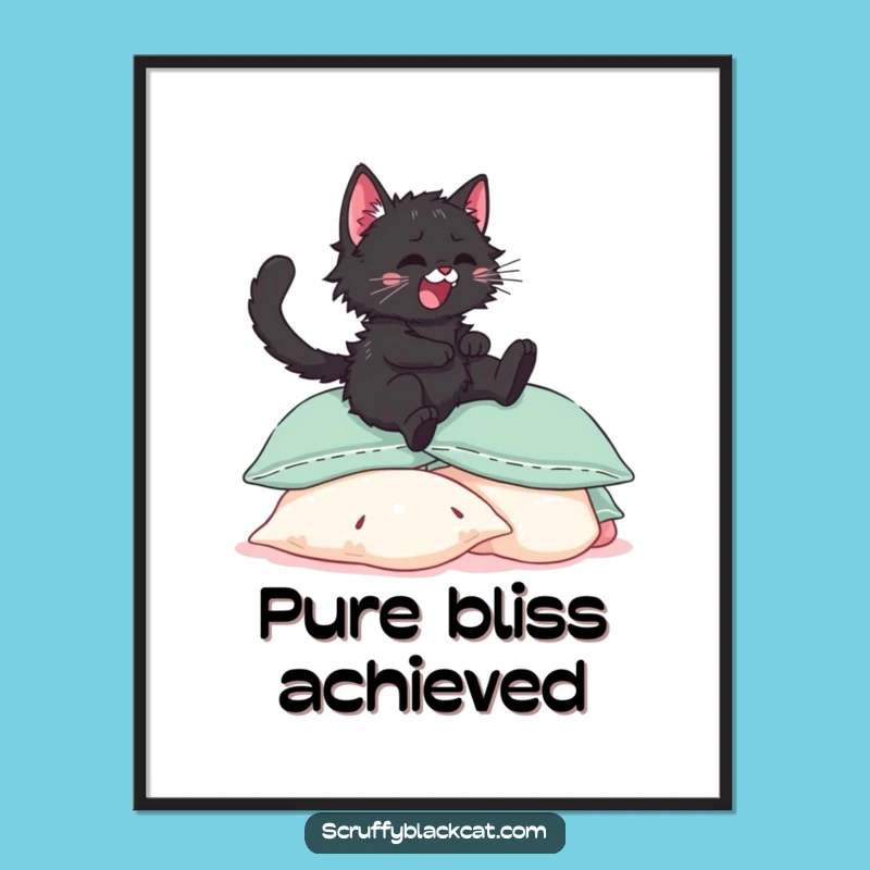 Funny Kitten Pillow Jump Digital Art: Instant Download for Cozy Decor