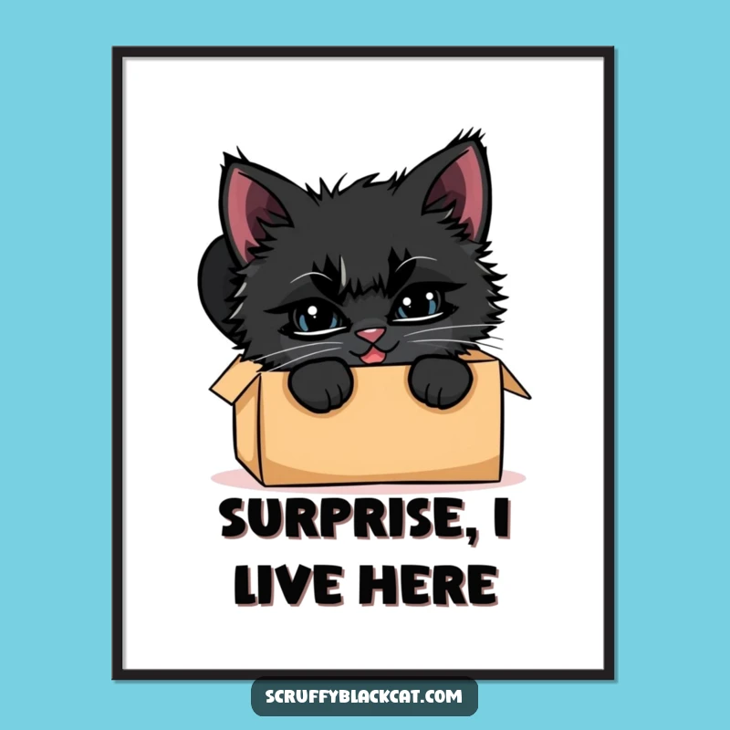Funny Kitten Box Peek Digital Art: Instant Download for Playful Decor