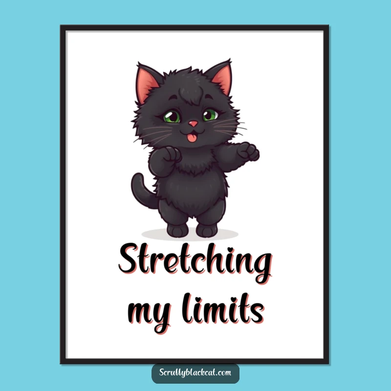 Funny Fluffy Kitten Stretch Poster: Adorable Art for Your Walls!