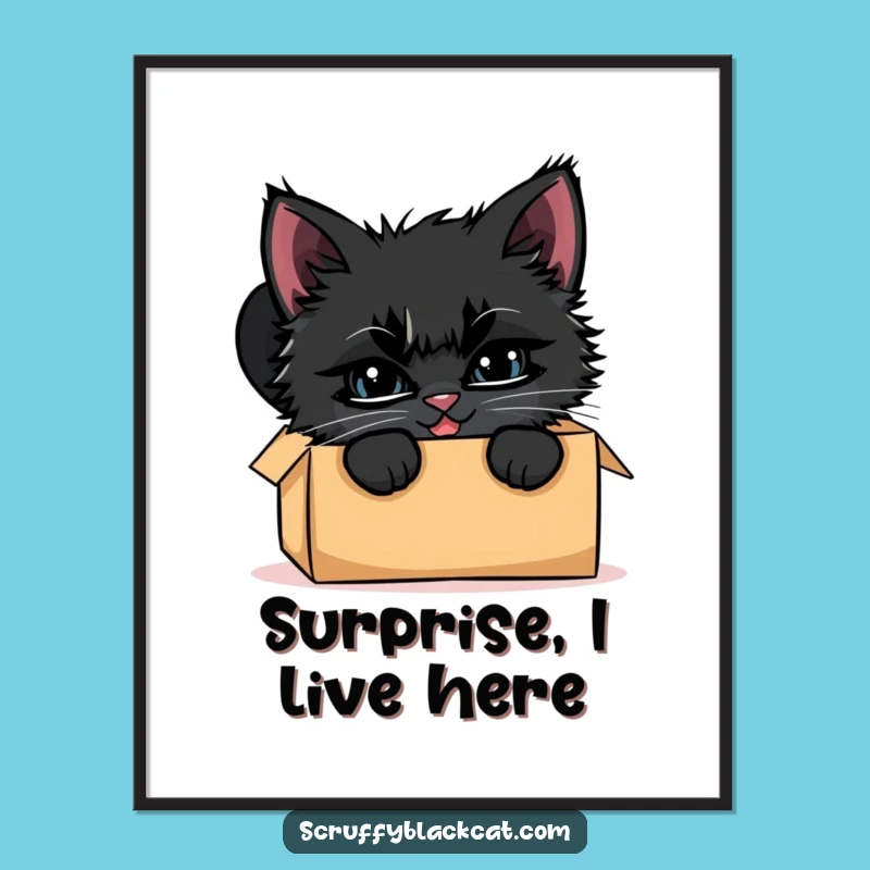 Funny Kitten Box Peek Poster: Playful Wall Art and Cat Lover Gift