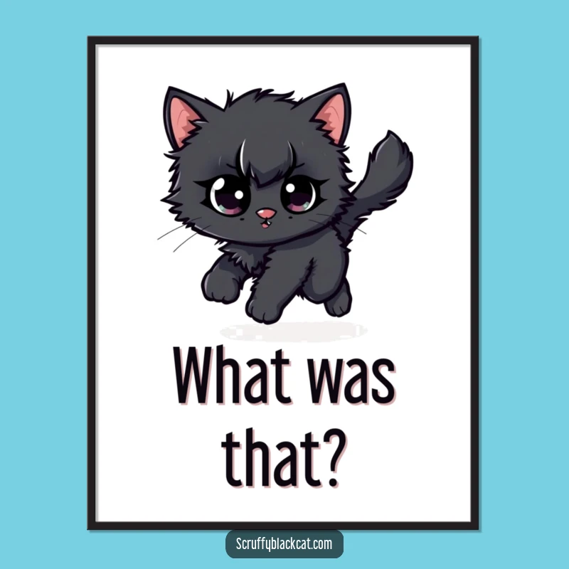 Funny Kitten Tail Chase Poster: Whimsical Wall Art and Cat Lover Gift