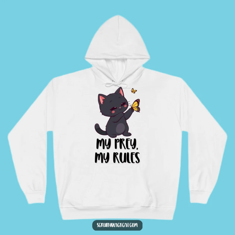 Cozy Funny Cat Butterfly Chase Hoodie - Warm & Hilarious Feline Gift!