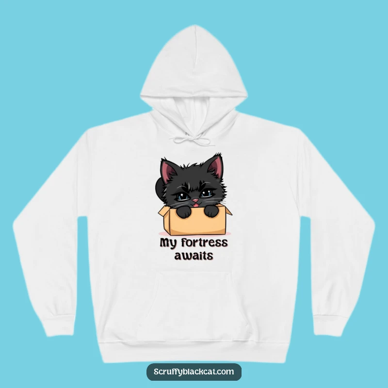 Cozy Funny Kitten Box Hoodie: Warm, Humorous Cat Mystery Apparel