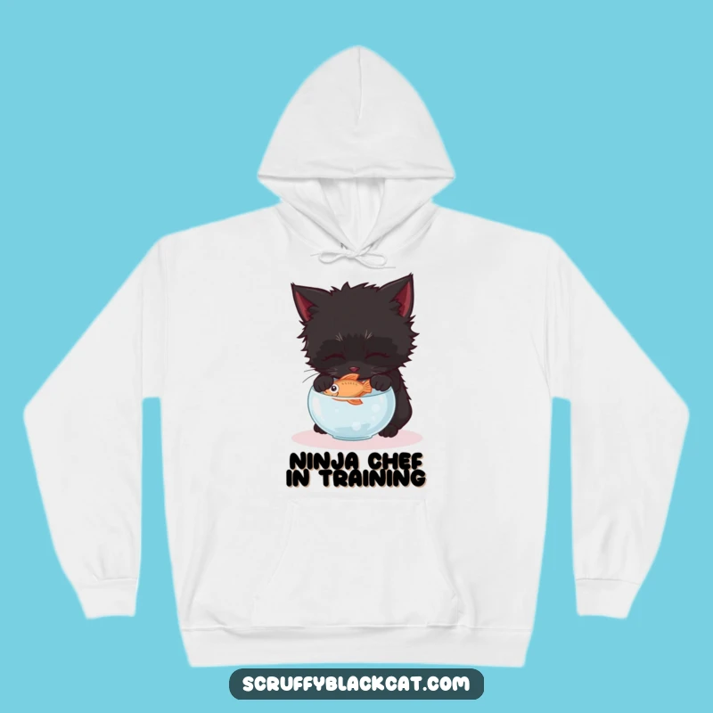 Cozy Funny Kitten Fish Heist Hoodie: Warm, Humorous Cat Apparel