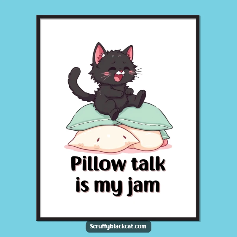 Free Printable Wall Art: Kitten Pillow Leap, Whimsical Decor
