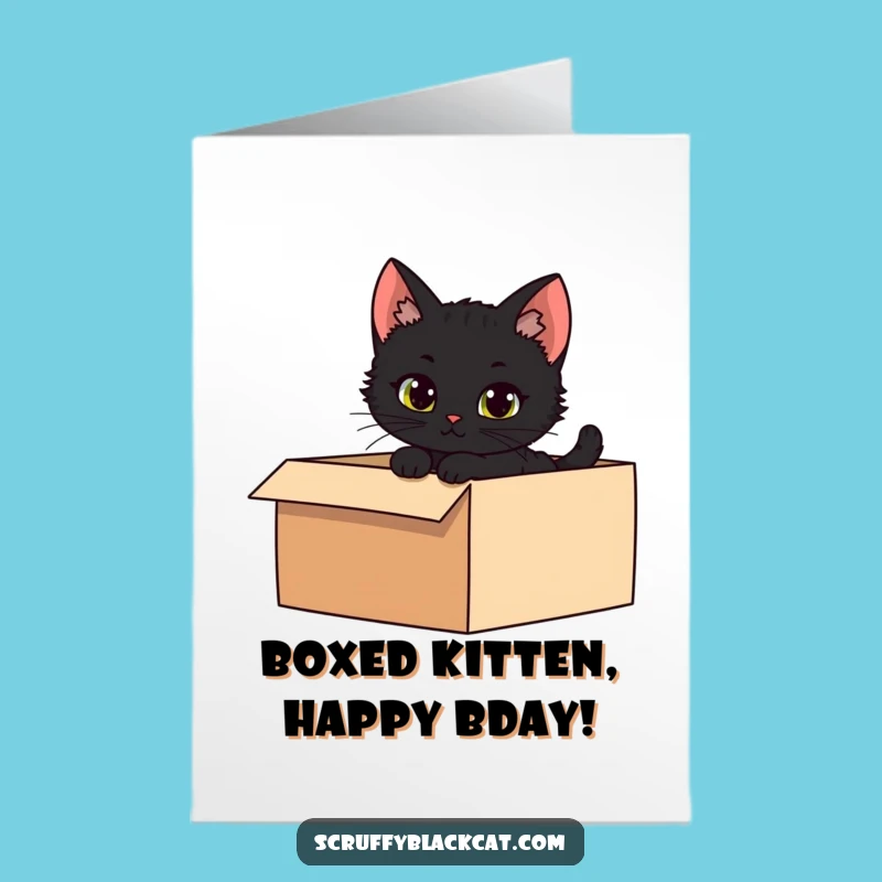 Free Printable Birthday Card: Mischievous Kitten Box Fun, DIY Downloadable Gift