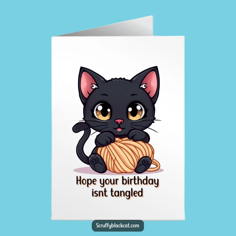 Funny Free Printable Birthday Card: Yarn Cat Chaos - Hilarious Downloadable Gift!