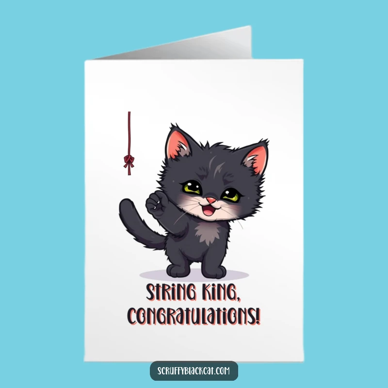 Free Printable Congrats Card: Kitten String Play, DIY Downloadable Gift