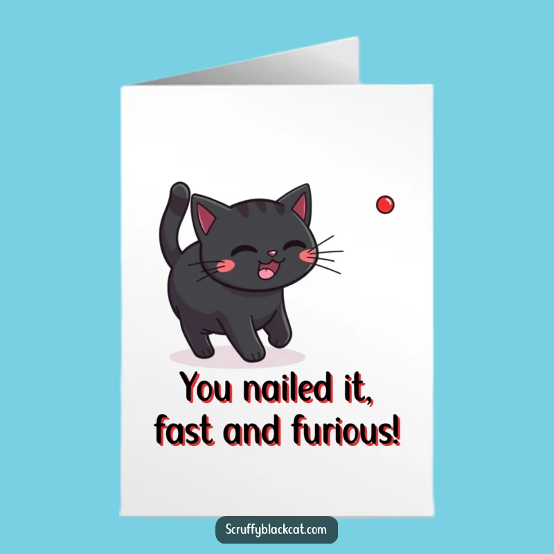Free Printable Congrats Card: Laser Dot Cat for a Humorous Downloadable Celebration Gift
