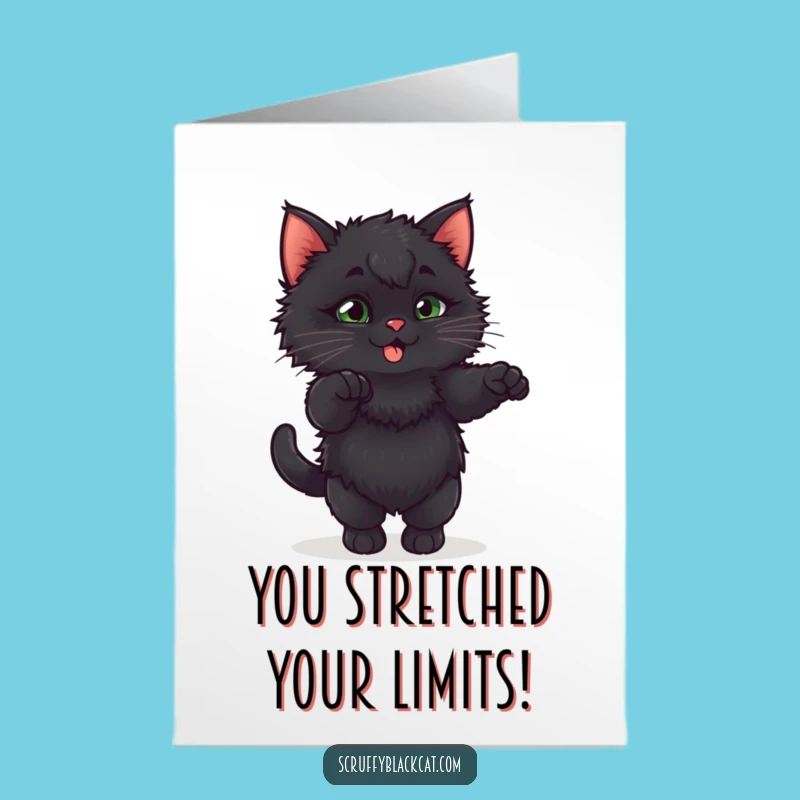 Free Printable Congrats Card: Playful Kitten Stretch - Funny Downloadable