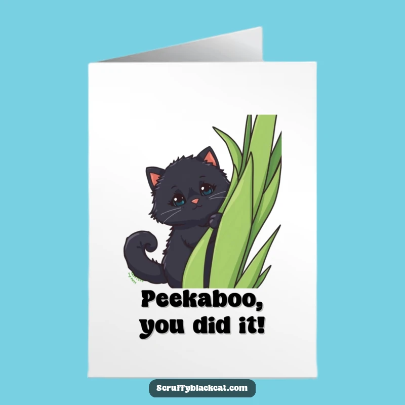 Free Printable Congrats Card: Peek-a-boo Cat - Joyful Downloadable Gift!