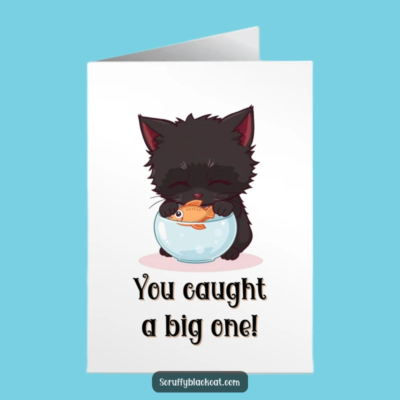Free Printable Congrats Card: Kitten Fishy Heist Celebration