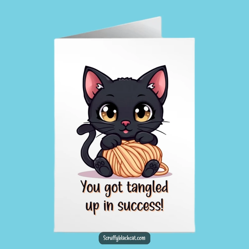 Free Printable Congrats Card: Yarn Cat Mishap - Funny Downloadable Gift!