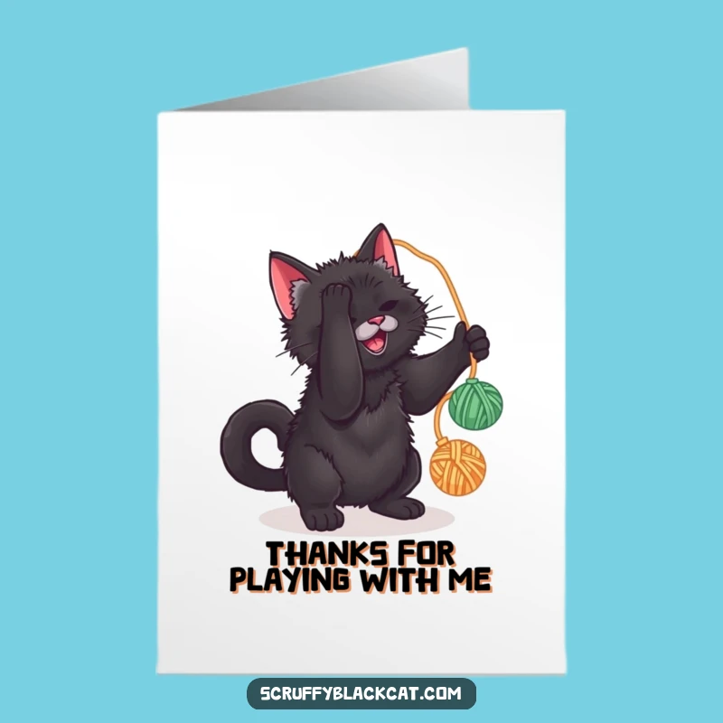 Free Printable Cat Thank You Card: Playful Yarn Thanks Downloadable