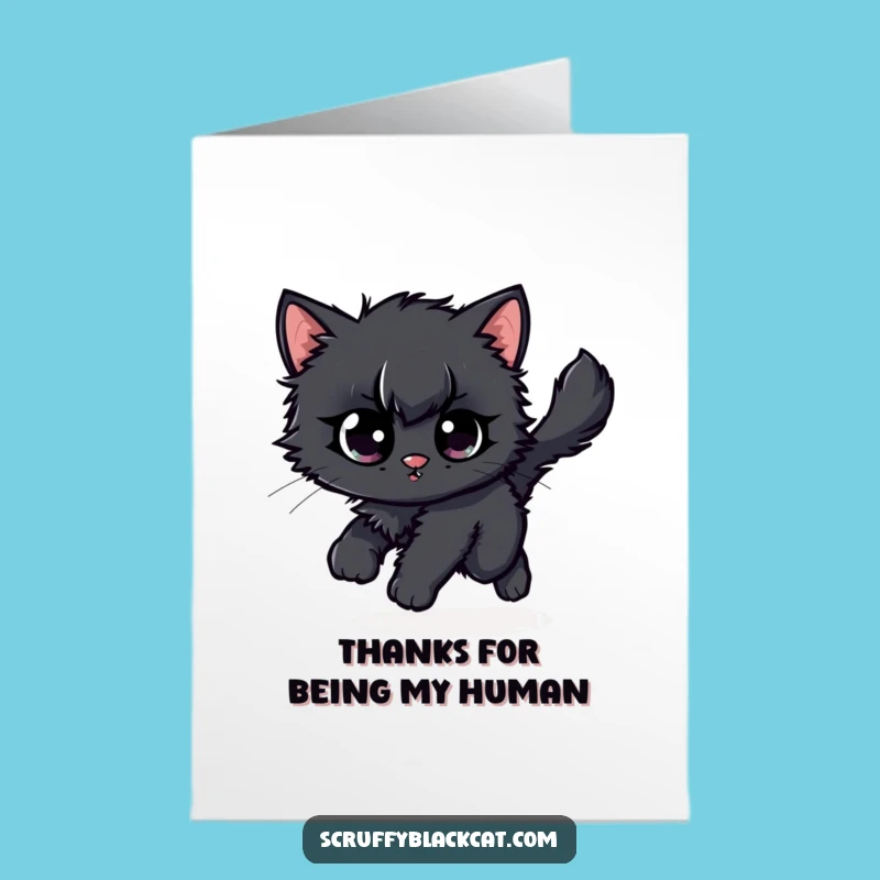 Free Printable Thank You Card: Funny Kitten Tail Chase Expressing Gratitude