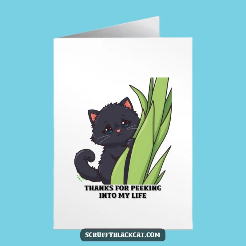 Funny Free Printable Thank You Card: Peek-a-boo Cat - Grateful Downloadable Gift!