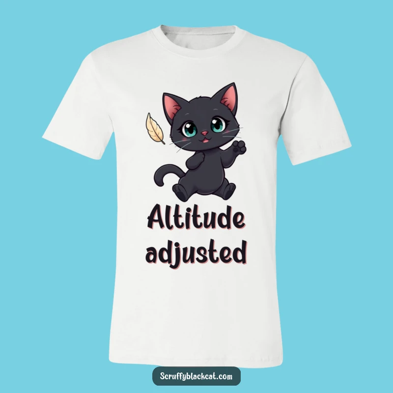 Funny Cat Feather Tee: Big Eyes Leaping Shirt, Hilarious Cat Gift
