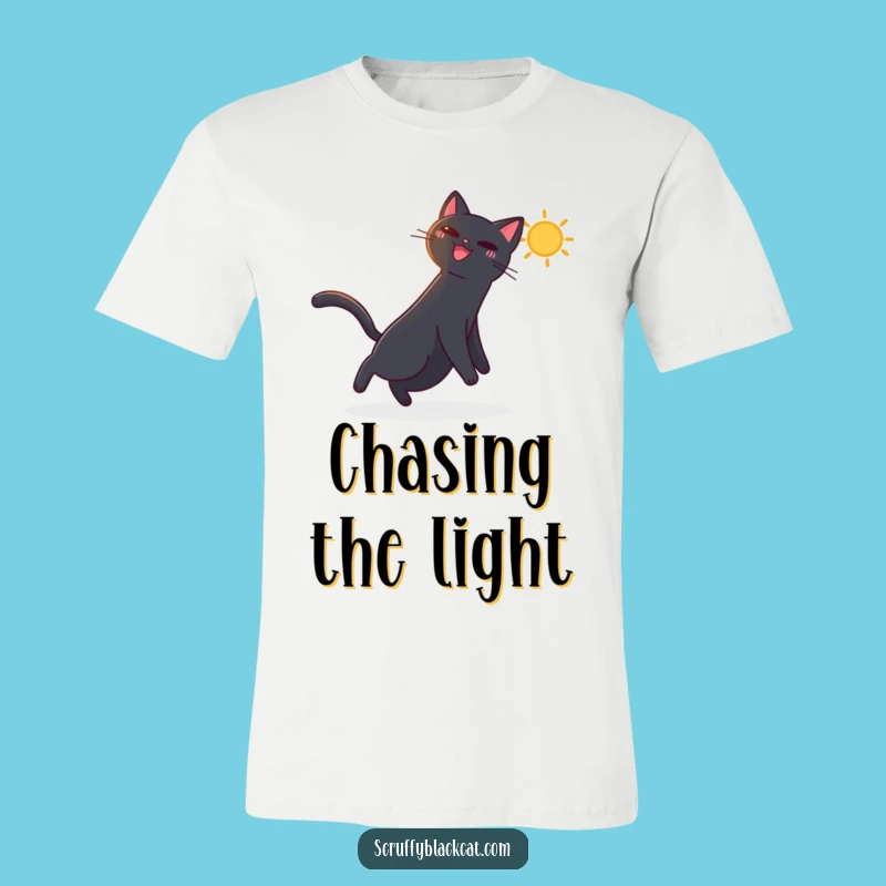 Funny Black Cat Sunbeam T-Shirt - Joyful & Comical Cat Tee