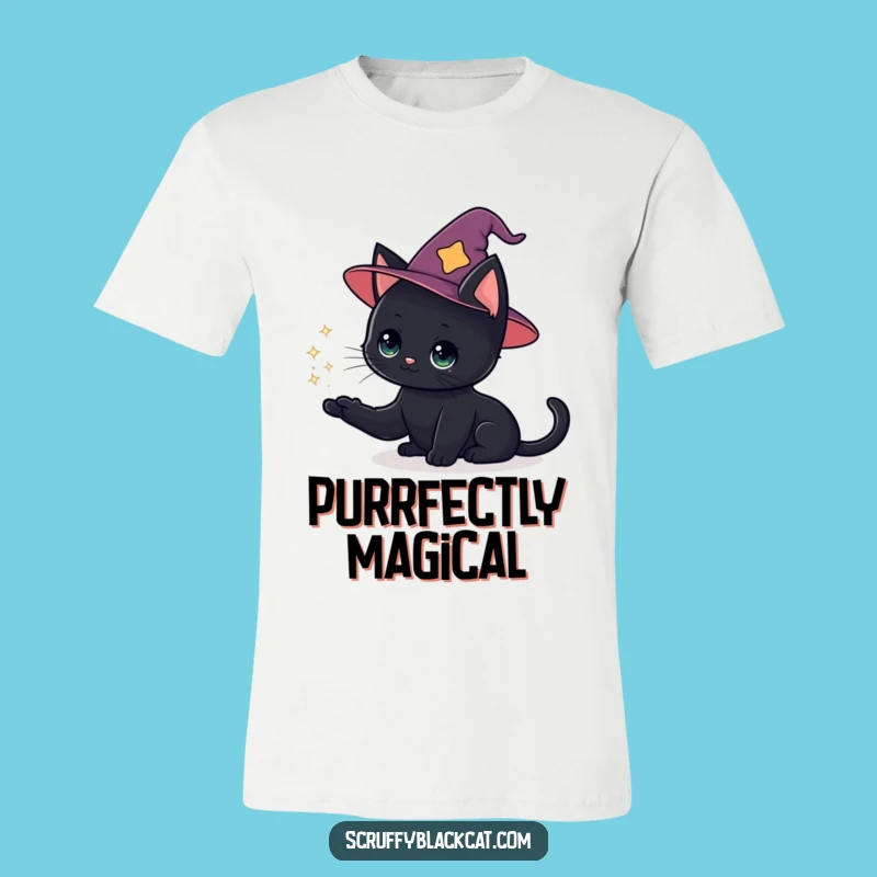 Funny Cat Wizard Magic T-Shirt: Enchanting Black Cat, Hilarious Gift Apparel