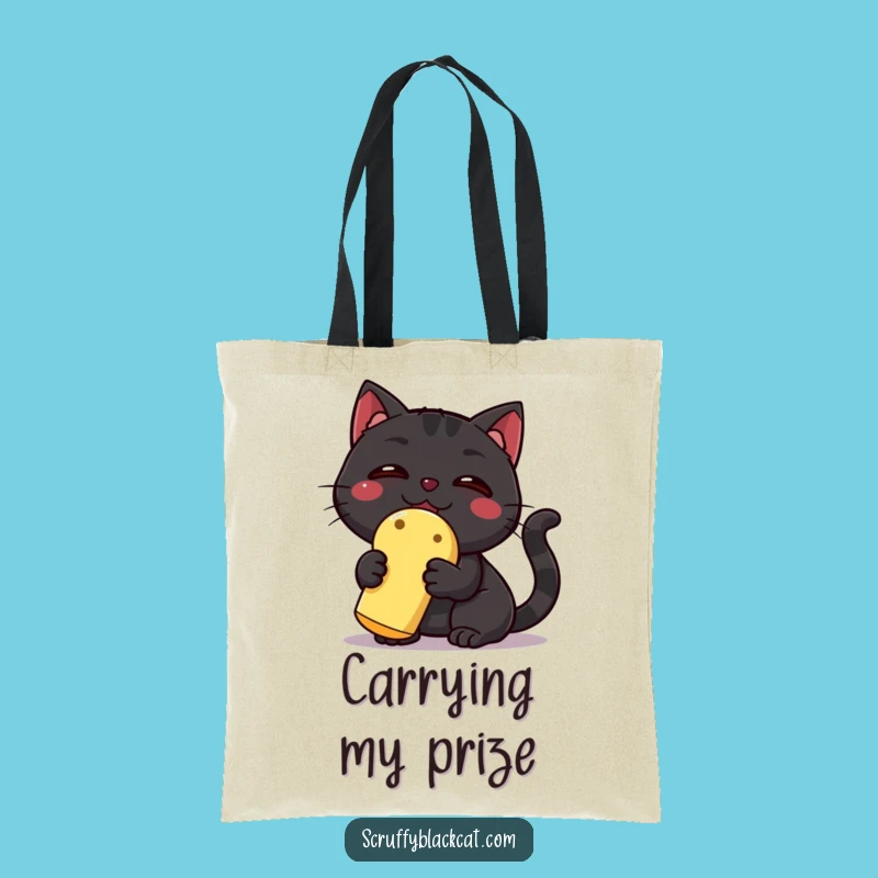 Funny Black Cat Tote Bag: Hilarious and Practical Gift for Cat Lovers with a Triumphant Kitty